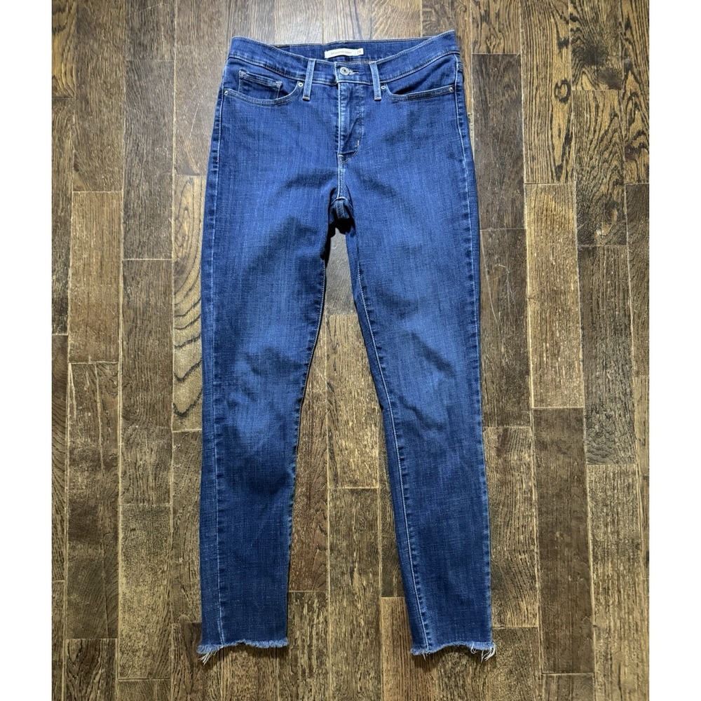 Levis 311 Shaping Skinny Jeans Womens 28 Blue Excellent Raw Hem Mid Rise Stretch